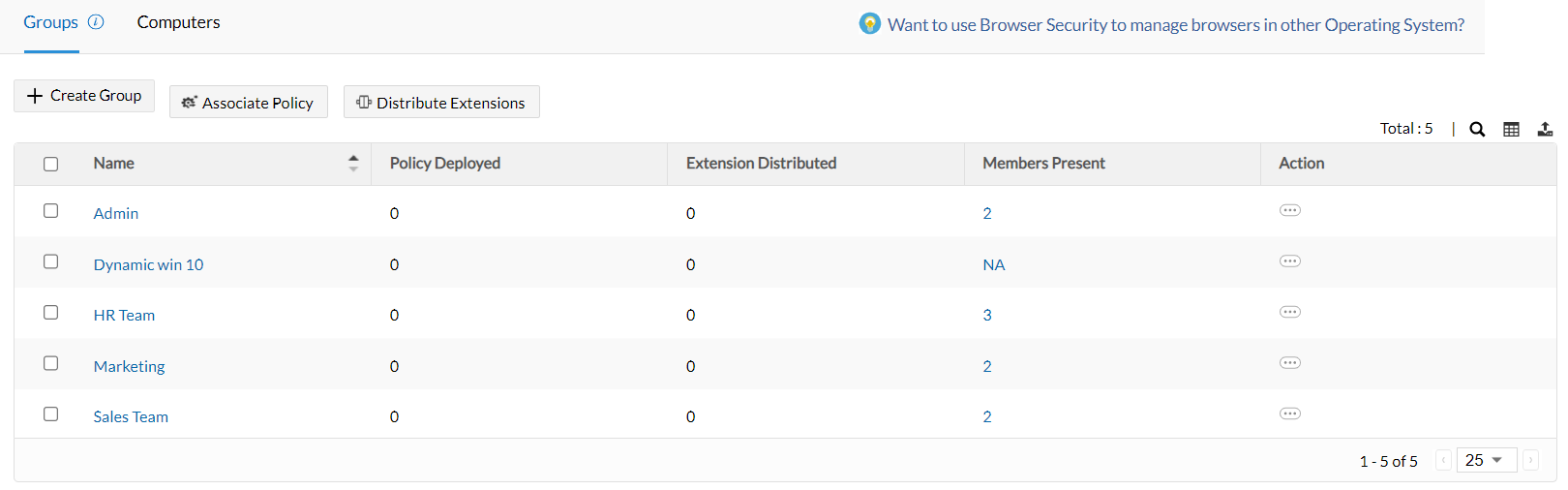 screenshot of ManageEngine Browser Security Plus